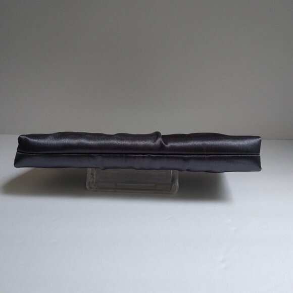 'Blaire' Slate Grey Satin & Gunmetal Silver Shoulder Strap Frame Clutch Bag - Picture 5 of 10